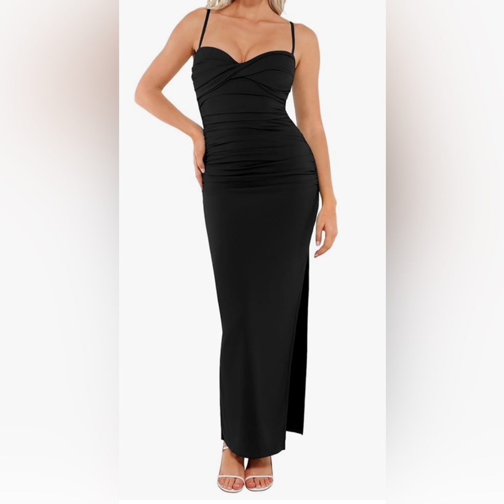 NWT Popilush Women's Shapewear Maxi Dress Corset Ruched Bodycon Size M